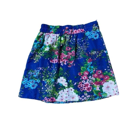 Alya Women's Blue Floral multi color mini skirt. Elastic Waist. Size Small - Picture 5 of 7